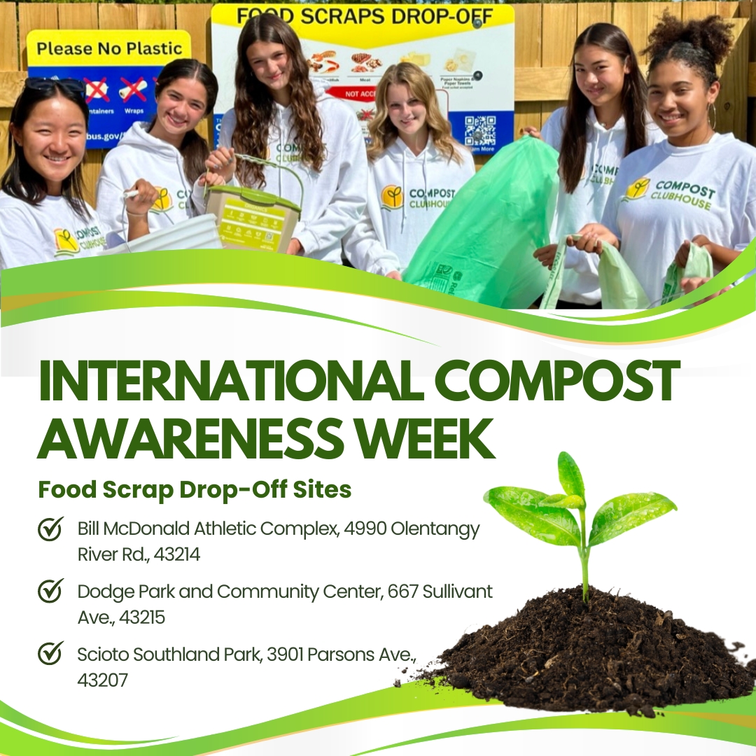 Happy International Compost Awareness Week! Join us in celebrating by composting your food scraps at one of our free @ColumbusDPS Food Scrap Drop-Off locations. Find your nearest drop-off spot and start composting today!