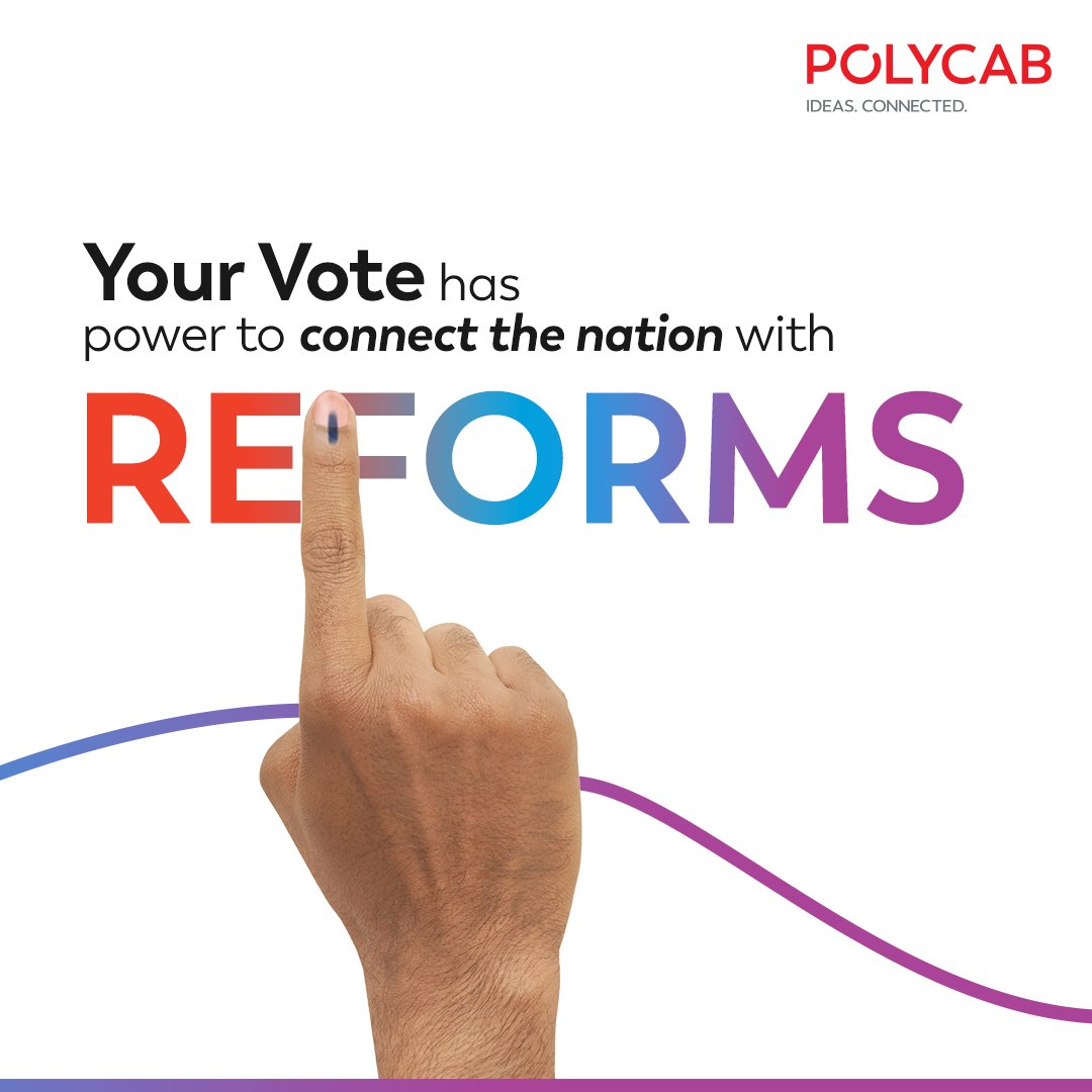 Plugging into progress, one vote at a time! Let's wire up the nation for development and switch it on for progress with our votes! #Polycab #IdeasConnected #Elections2024 #Voting #Loksabha #Democracy