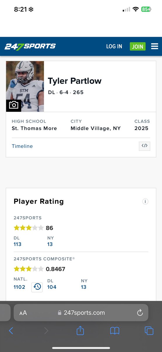 Thankful to be ranked an 3⭐️ on 247sports! @Coach_Ander5on