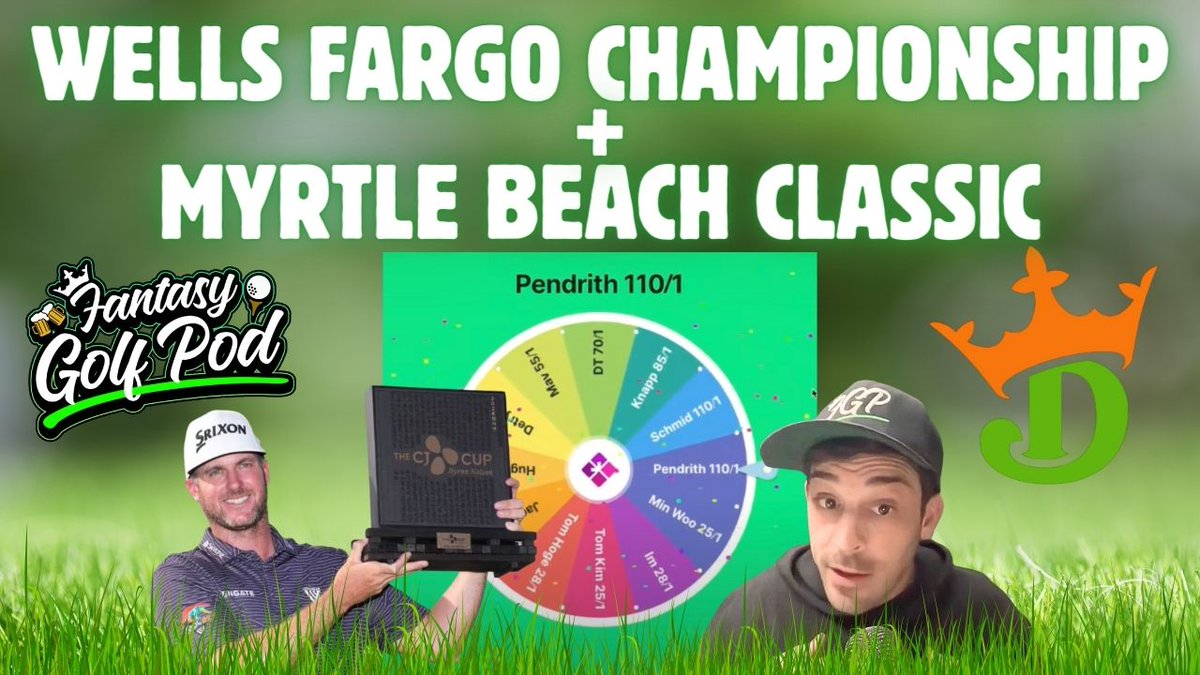 Wells Fargo + Myrtle Beach Pod LIVE at NOON ET:

Celebrating PENDY with a $100 House Bet!
+
- Free Squares
- Clowns to click
- Weather
- Ownership
- Strategy
- Price Ranges

⛳️: youtube.com/live/UOB3UAD7g…

#PGADFS #WellsFargoChampionship #MyrtleBeachClassic #FantasyGolf #DraftKings