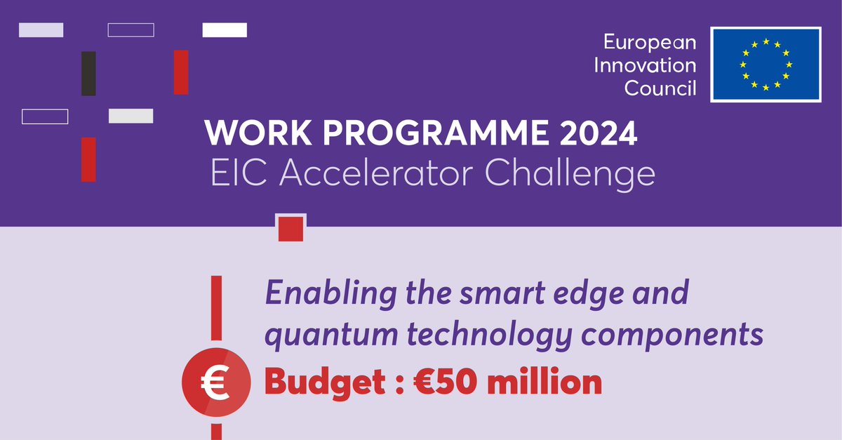 The #EUeic brings you another #eicAccelerator challenge: Enabling the smart edge and quantum technology components 🌐 The goal of this challenge is to promote the development of novel semiconductor components. More details plus the info day recording 👉 europa.eu/!RwHykn