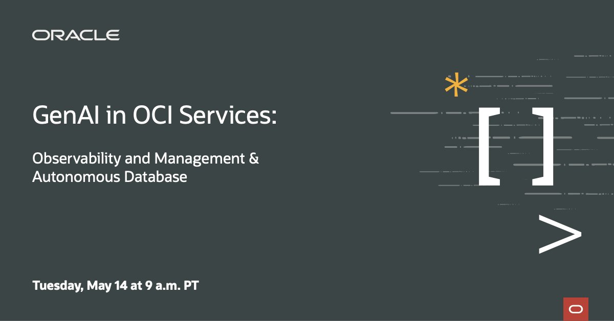 Join this session to find out how @Oracle uses #GenAI in two key #OCI services: Observability and Management and Autonomous Database. social.ora.cl/6014jWsIA