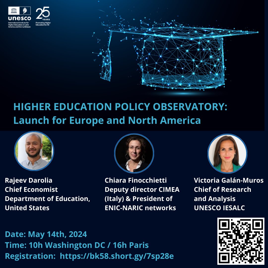 🚀UNESCO IESALC is thrilled to present to Europe and North America its new #HigherEducation Policy Observatory: An interactive online platform providing free access to detailed, systematised and transparent information about HE systems globally. 🎯bk58.short.gy/7sp28e