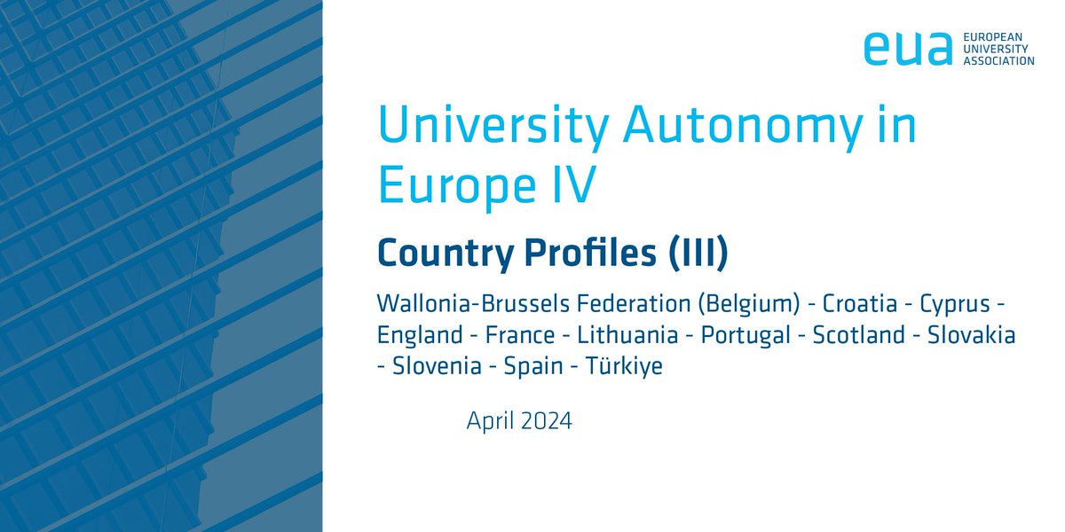 Country per country, system per system, the #AutonomyScorecard country profiles provide a snapshot of the #highered landscape, reforms impacting autonomy, developments & sector views. Part 3, 🇧🇪 (Wallonia-Brussels), 🇭🇷 🇨🇾 🏴󠁧󠁢󠁥󠁮󠁧󠁿 🇫🇷 🇱🇹 🇵🇹 🏴󠁧󠁢󠁳󠁣󠁴󠁿 🇸🇰 🇸🇮 🇪🇸 🇹🇷 🔗 bit.ly/x_as2023cp3