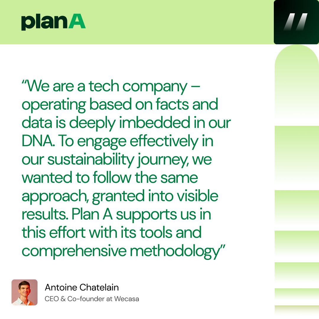 Celebrating Plan A x Wecasa partnership for decarbonisation 

Inspired by this partnership? Read more here: bit.ly/3UPwQGo