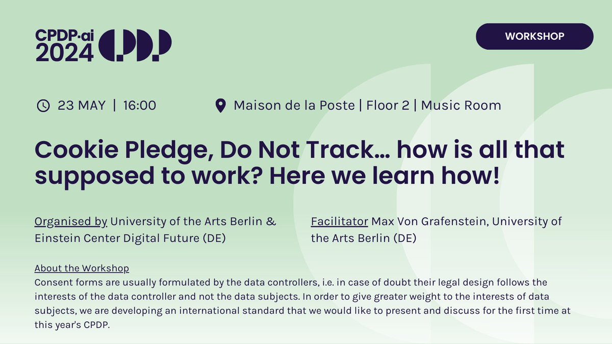 In order to give greater weight to the interests of data subjects, we are developing an international standard that we would like to present and discuss for the first time at this year's CPDP.
Organised by @UdK_Berlin_ & @ECDigitalFuture with @MaxGrafenstein
#CPDPai2024