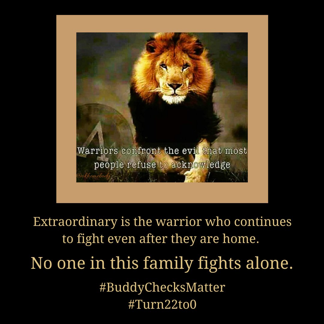 🇺🇸 #WarriorWednesday #Buddy✅with #Veterans 🙏RH
❤️#BuddyChecksMatter because #VeteransLivesMatter❤️
⭐️ 🇺🇸 Repost #EndVeteranSuicide #dial988press1 🇺🇸⭐️
🇺🇸 @SignalsoldierX1 @MaxxisWolf @TimEvan06955362⭐️
🇺🇸 @proud_veteran66 @DirtDart3 @AultGt⭐️
🇺🇸@chris1973hunter @Renewnee67…