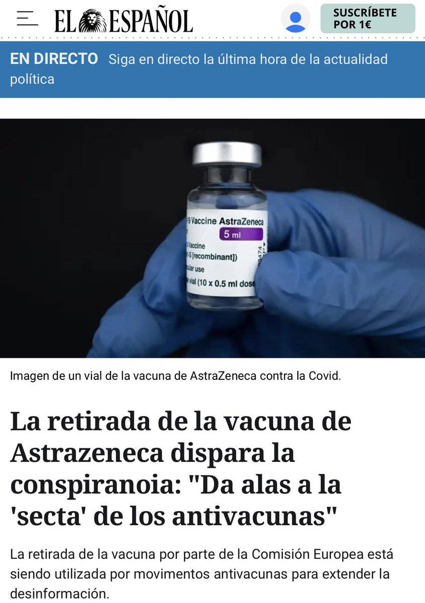 Llamasteis antivacunas a los que decían que la vacuna provocaba trombos. Se demuestra que la vacuna provocaba trombos y la desinformación la propagan los antivacunas. Todo ok.