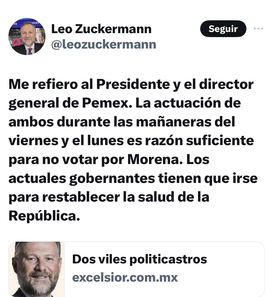 Traducción: Tengo miedo de ser el próximo en ser exhibido por corrupto. -Leo Sucker-man