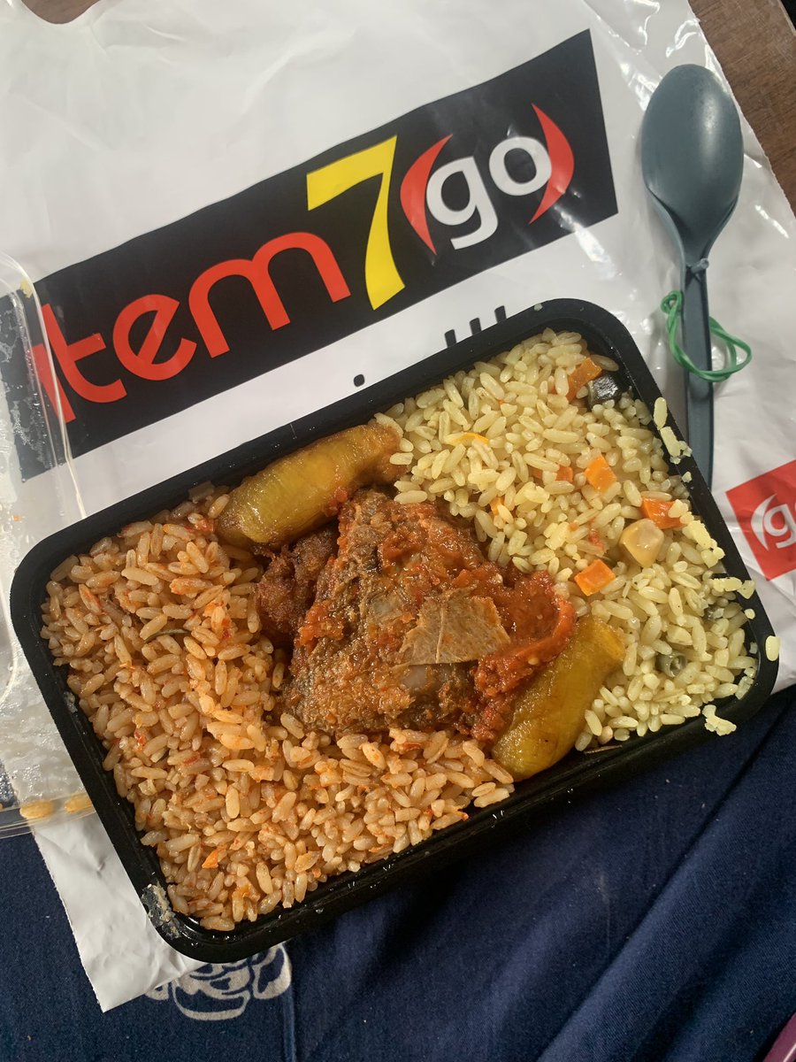 So on my way to the market to get bead materials, I saw this new fast food eatery. Decided to try it and I got the food (jollof, fried rice, plantain and chicken) for 2,000. The food is delicious I swear 🥹. Give them till next month the price will double😭