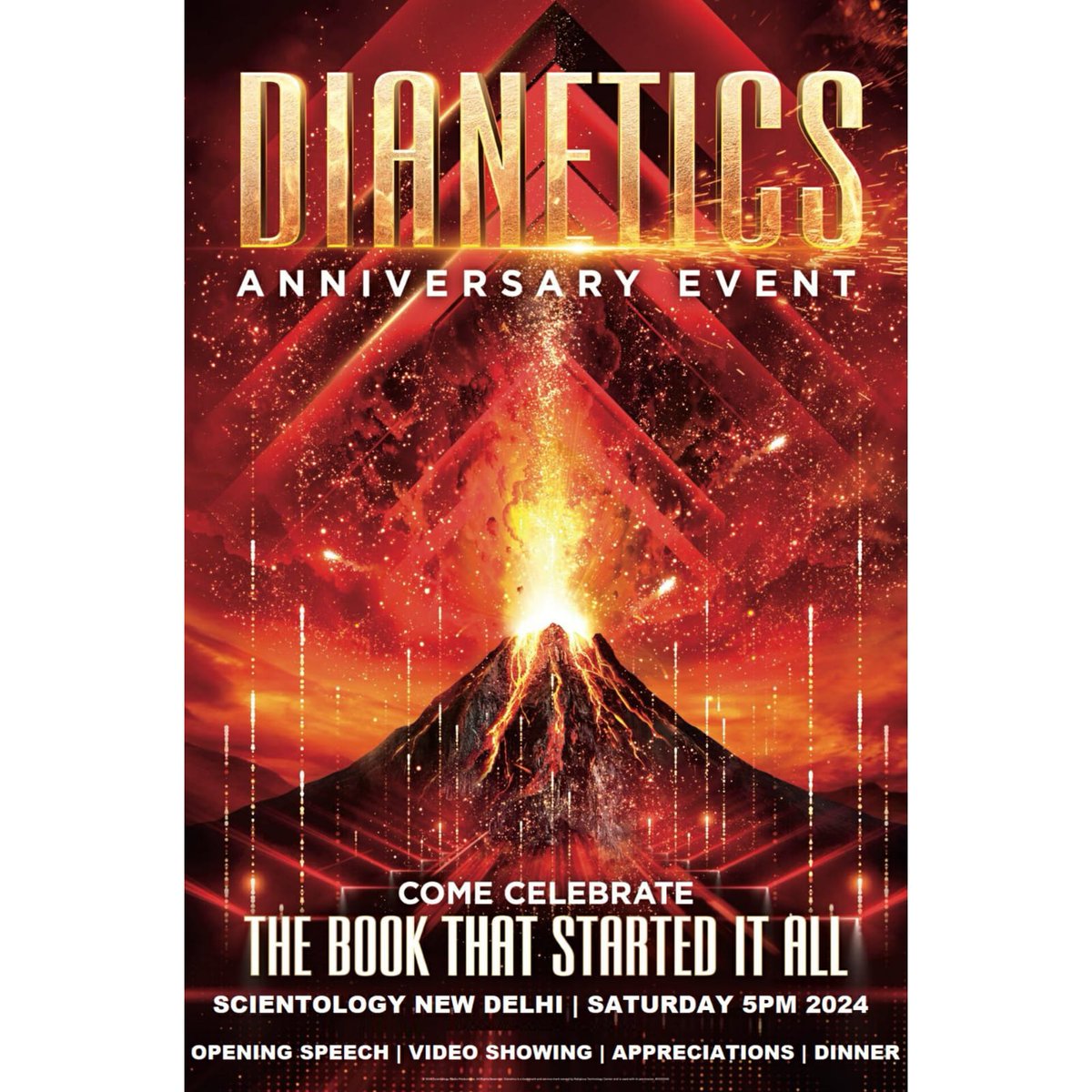 I would like to invite you to the SUPER AMAZING, MUST ATTEND
🥳🥳 Dianetics Anniversary Event 🥳🥳 on this 11th May, Saturday. 

Time - 5PM to 8PM
Highlights : 
OPENING SPEECH
VIDEO SHOWING
APPRECIATIONS
DINNER

Please confirm your seat.

Regards
New Delhi Scientology Team