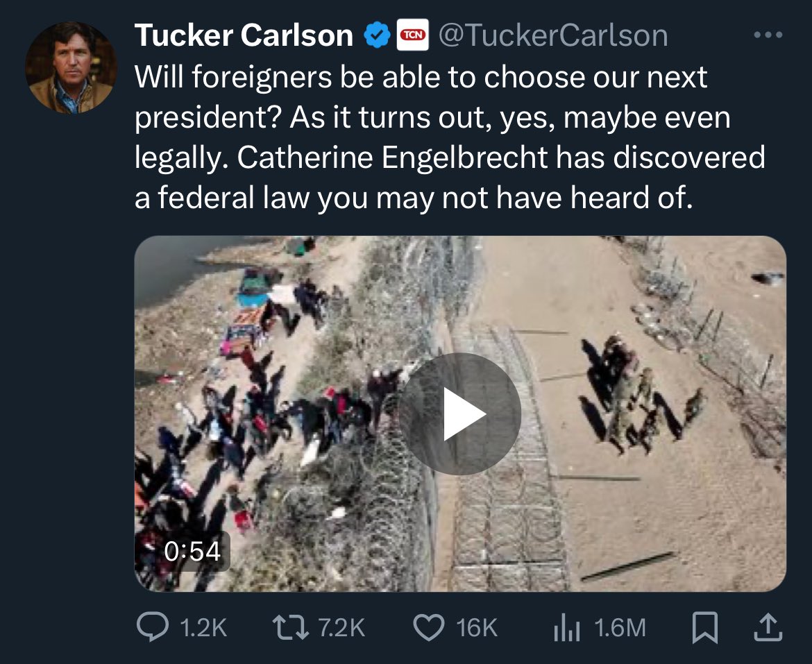 It turns out Tucker Carlson has found a way for non-US citizens to vote legally 😄 my take is that I am getting this add on X to advertise it to my “foreigner” followers