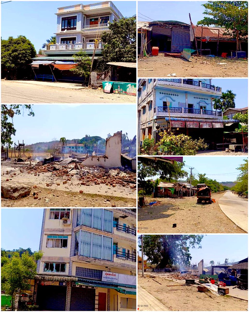 On May 8, The Military Council dropped the bombshells on #Sane town, #Kyaukpyu Township , #Rakhine State , and exploded near bus station & market . One woman was killed & >10 people were wounded .
#WhatsHappeninglnMyanmar  #2024May8Coup 
#WarCrimesOfJunta