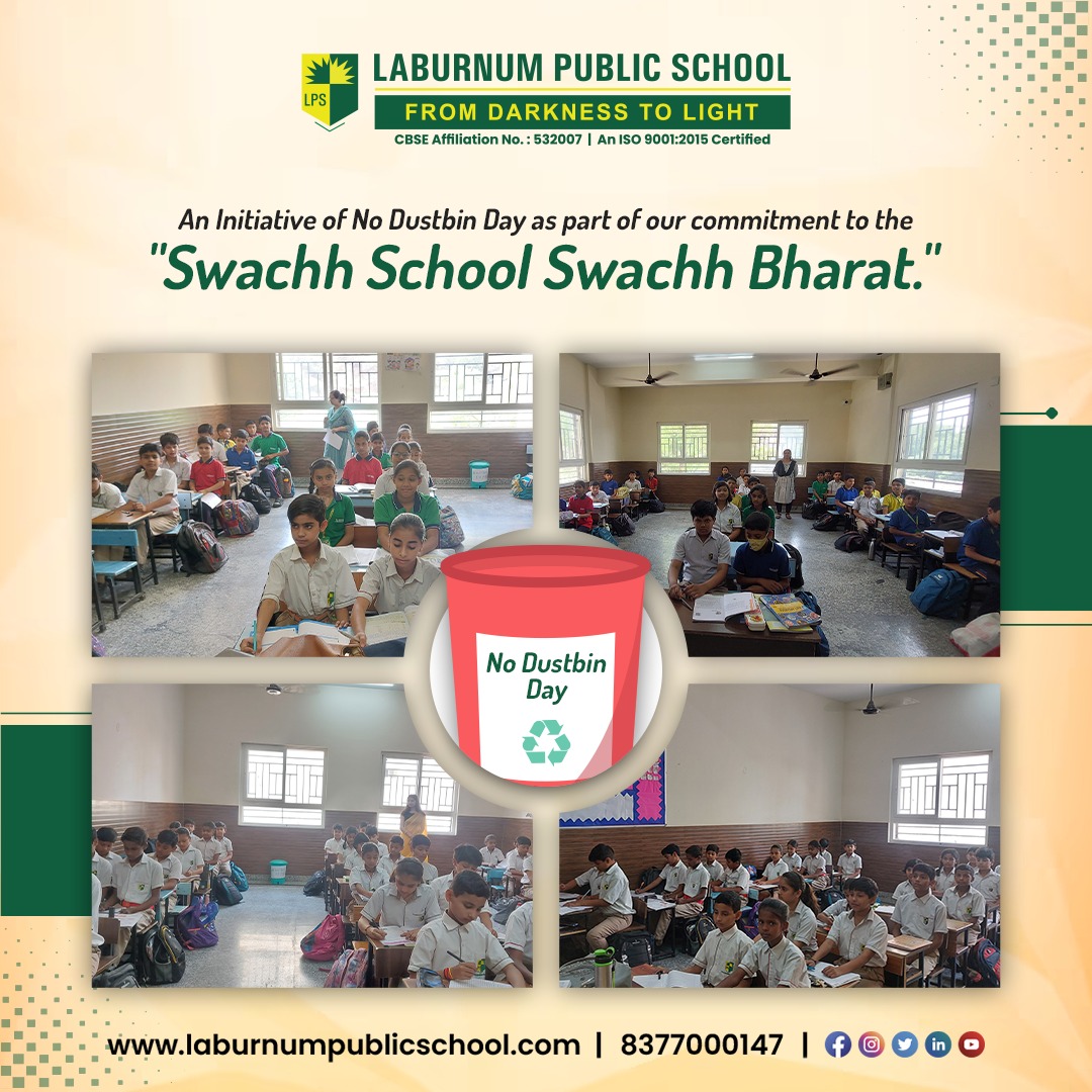 From waste to responsibility, Laburnum Public School sets the bar high with a successful 'No Dustbin Day' celebration! #ReduceReuseRecycle #GoGreen #NoDustbinChallenge #CleanEnvironment #SustainableLiving #NoWasteChallenge #CleanIndia #SwachhBharat #NoDustbinDay