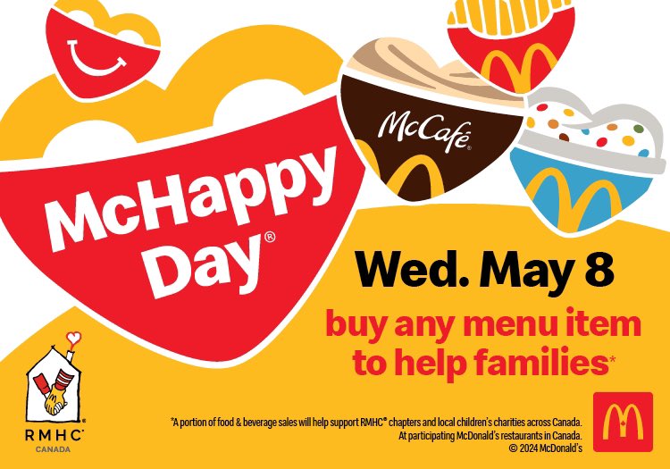 Join us today at both Welland McDonald's locations for Mc happy day! We will be on location between 2-4 pm with Jacques and players! #HOOKEDonFUN