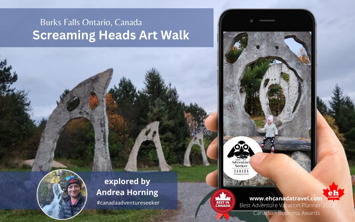 New Trail Added to Website! Screaming Heads Art Walk.  Explored and added by Canada Adventure seeker Andrea Horing. 
***
ehcanadatravel.com/ontario/bruce-…
***
#canadaadvenutureseeker #explorecanada #screamingheads #artwalk #burkfalls #ontario #outdoorart