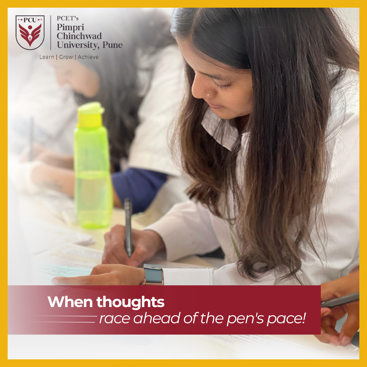 Our exams are all the nail biting experiences clubbed into one!

#PimpriChinchwadUniversity #pcetpcu #pcupune #PCUStudents #Exams #semesters #semesterexam