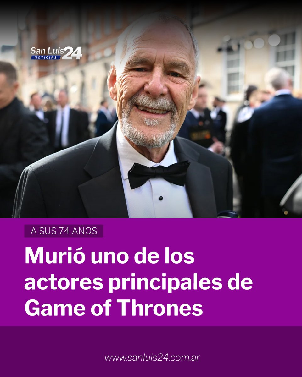 ⚫ El actor Ian Gelder, reconocido por su trabajo en la superproducción de HBO Game of Thrones, falleció el lunes 6 de mayo a los 74 años.

📰Lee más en sanluis24.com.ar/murio-uno-de-l…

#NoticiasArgentina #NoticiasSanLuis #IanGelder #Muerte #GameOfThrones