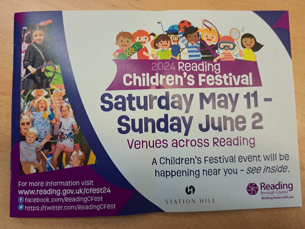 Pickup a copy of the 2024 Reading Children's Festival programme to see what's on over the next 3 weeks, starting this Saturday with the Forbury Fiesta. #VisitReading @ReadingCouncil #familyfun