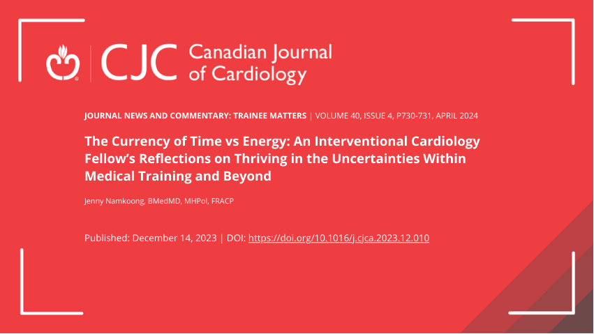 💭 'Perhaps the currency of life is not time, but energy...' — reflections of a #cardiology trainee, poignant to all those who are not afraid of working hard, yet find there needs to be more. Read the full article here 👉 onlinecjc.ca/article/S0828-… #CJC