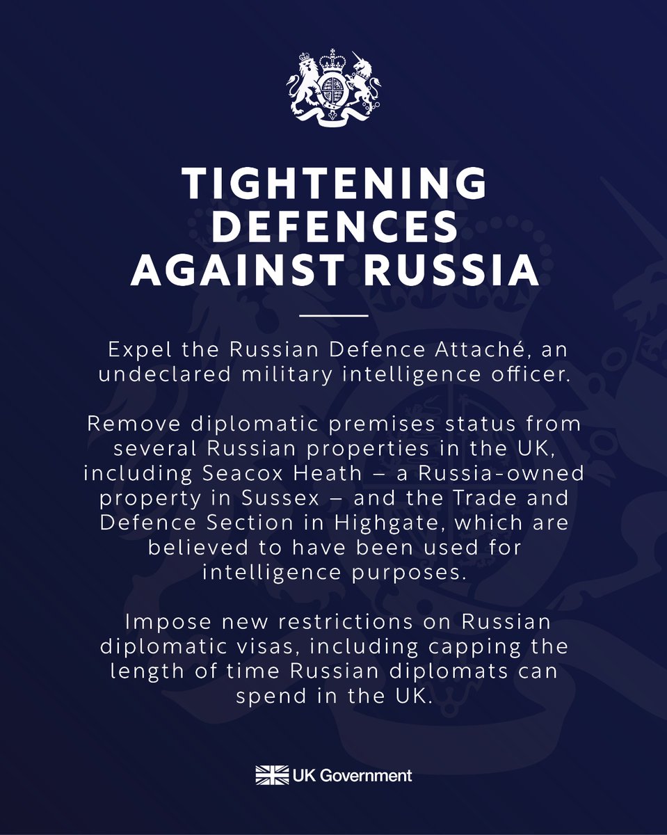 The UK has today rolled out a package of measures in response to Russia's attempts to undermine European support for Ukraine ⤵️