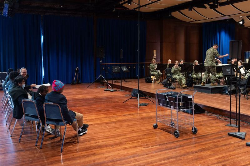 Students from Ron Brown High School observed a U.S. Navy Concert Band rehearsal in the  Sail Loft on the Washington Navy Yard in Washington, D.C. on May 7th, 2024. Students received the opportunity to have their pieces performed by the band! #USNavy #NavyMusic #MusicEducation