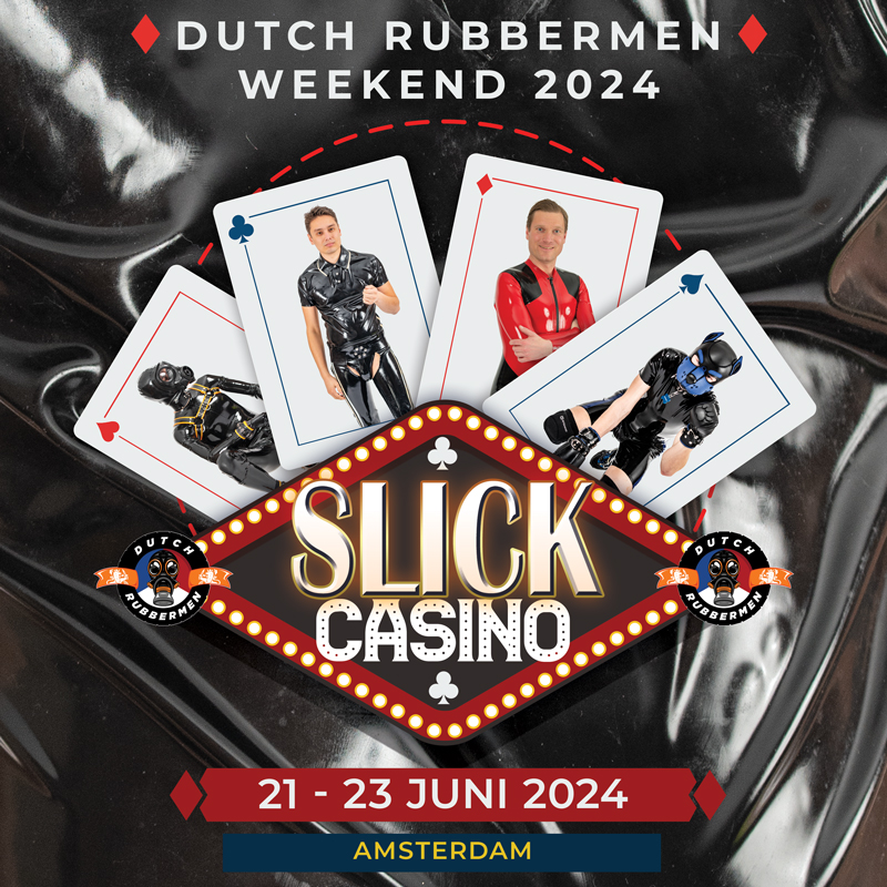 21-23 June it’s SLICK - The 5th @Dutchrubbermen Weekend in Amsterdam. Put on a poker face and play hard to get, or go all-in and meet new rubber guys. Bring your kinkiest mindset and dive into the cruisy and sensual, fetish, rubber atmosphere. EVENT >> bit.ly/Slick21Jun2024