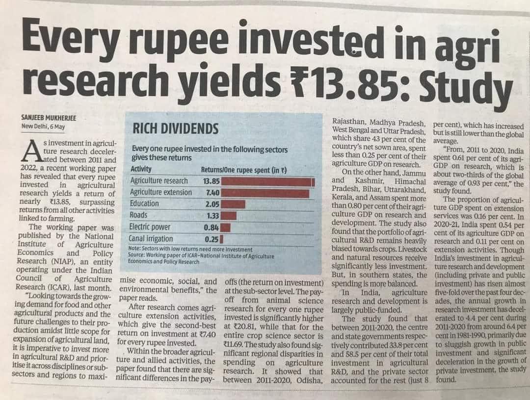 Investing in agriculture is the best return for your money! Feeds, clothes & shelters people, brings in precious foreign exchange, employs rural masses, provides raw material for industries…did I say it contributes to food security?
