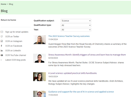 Today's spotlight on OCR science resources in Teach Cambridge: OCR blogs – a range of blogs relating to qualifications, some from guest bloggers (also on the OCR website). TC location: Support > OCR Blogs #OCRScience #OCRScienceResources #Teachers #TeachCambridge