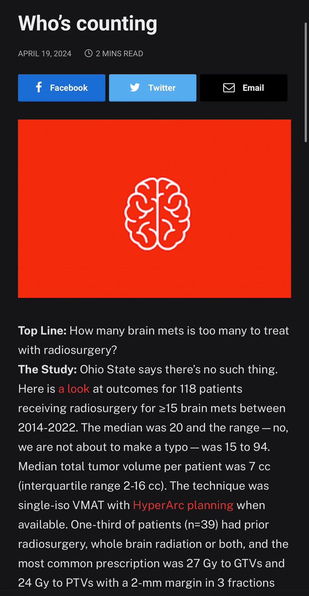 Rituraj Upadhyay, MD (@aiims2738) on Twitter photo “Concerns surrounding safety and efficacy are not good reasons to withhold SRS for a relatively high number of brain mets; the more important nuance is optimally selecting patients who will live long enough to benefit.”
<a href="/QuadShotNews/">QuadShot News</a> succinctly captured the essence of our paper! “Concerns surrounding safety and efficacy are not good reasons to withhold SRS for a relatively high number of brain mets; the more important nuance is optimally selecting patients who will live long enough to benefit.”
<a href="/QuadShotNews/">QuadShot News</a> succinctly captured the essence of our paper!