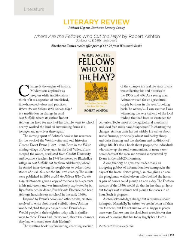 Thanks @richard_hopton for the flattering review of my @unbounders book is @sherbornetimes. Let's hope people now flock to @winstonebooks to buy both a copy my book, & one of 'Ask the Fellows'