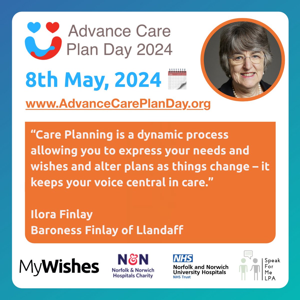 “Care Planning is a dynamic process allowing you to express your needs and wishes and alter plans as things change – it keeps your voice central in care.” Ilora Finlay (@IloraFinlay), Baroness Finlay of Llandaff. #ACPDay2024 #WhatMattersMost