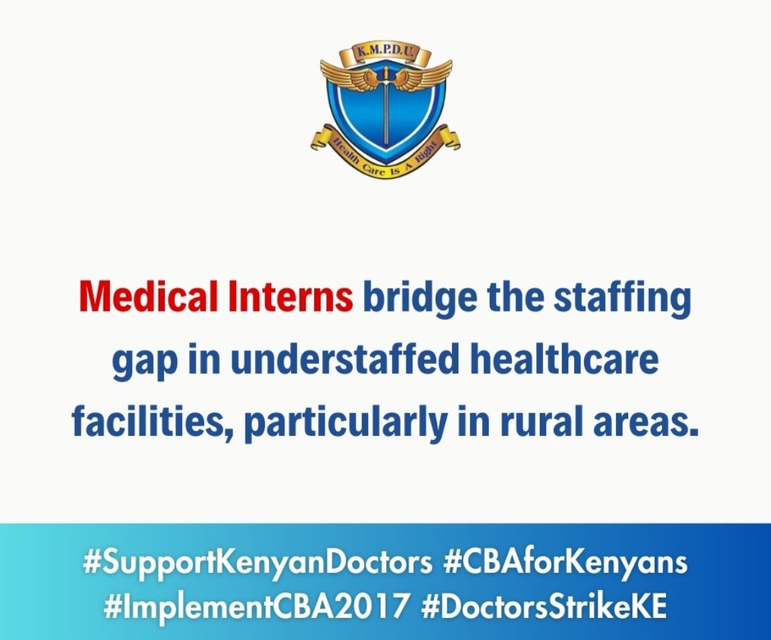 The only thing that will end the #DoctorsStrikeKE is a MUTUALLY signed RTWF that VOWS to #ImplementCBA2017 in its entirety,
including to #PostMedicalInterns as per CBA.
The only ONE who will tell the doctors to go back, is the KMPDU SG. Fullstop.
All else ni moto ya makaratasi.