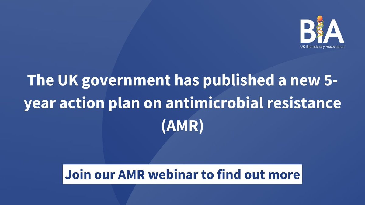 The @GOVUK has published a 📌 5-year action plan on #AntimicrobialResistance (AMR) 🦠, which sets out how the #UK will improve antimicrobial stewardship & support global efforts to tackle AMR 🌍 Join the BIA’s webinar tomorrow at 11am to find out more ➡️ ow.ly/pVK150RzkHn