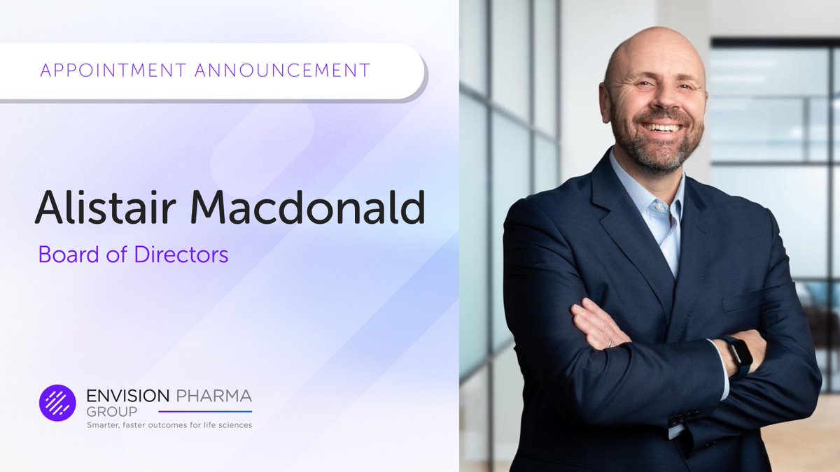 Envision Pharma Group appointed Alistair Macdonald to our Board of Directors to support its
continued leadership and operational excellence. envisionpharmagroup.com/news-events/en…
#EnvisionPharma #ArtificialIntelligence