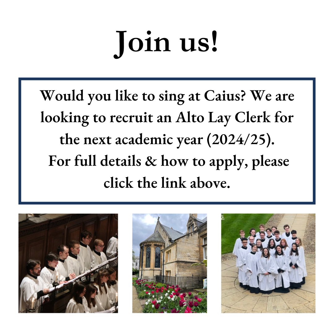 tinyurl.com/yjr564bh #caiuschoir #cambridgemusic #musicatcambridge #caius #musicjobs