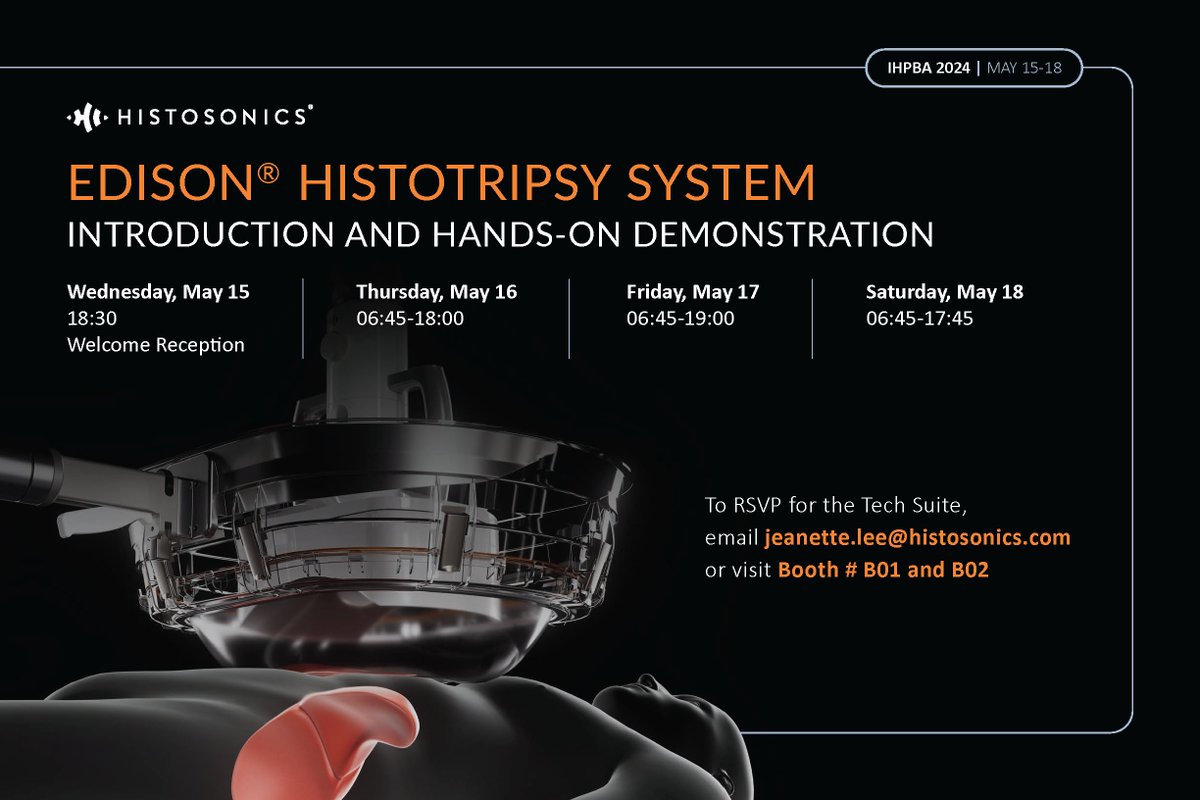 @histosonics is is eager to attend this years @IHPBA : International Hepato Pancreato Biliary Association congress in Cape Town, South Africa from May 15th-18th. Attendees can get hands on experience with the Edison Histotripsy System with histotripsy experts. #histotripsy