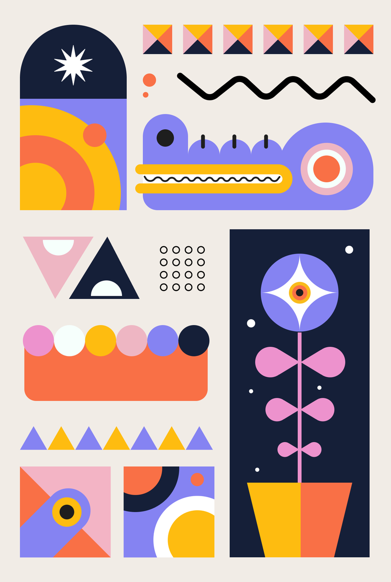 Played with some geometric designs in @figma today! 🔶🔷🟦🟩🟪🟫🟤🟣🔵🟢🔴🟠🟡