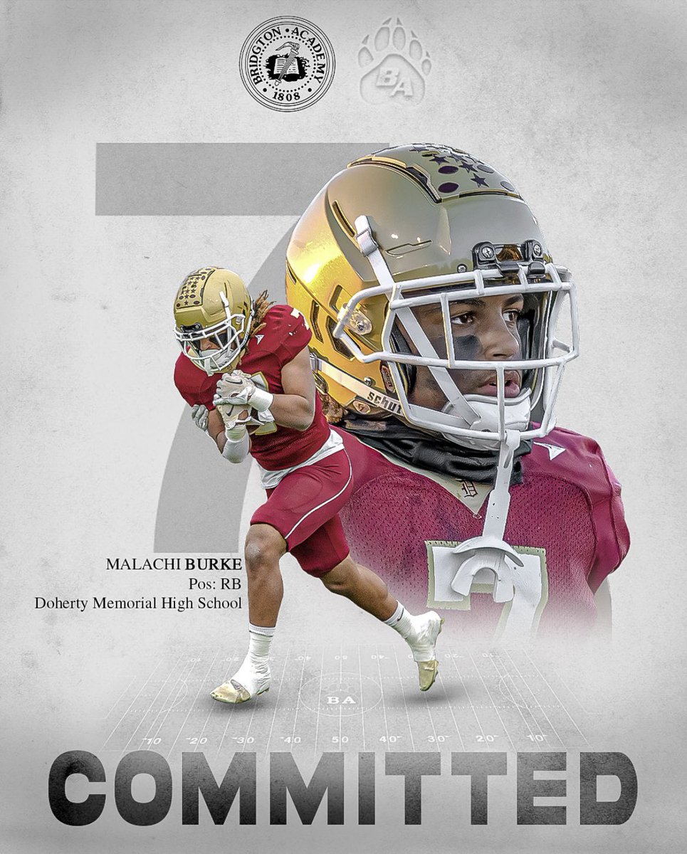 Excited to announce I will be attending Bridgton Academy for a Post-Grad year! AGTG
<a href="/Coach_Dugs/">Matt Dugan</a> <a href="/Bridgton_Ftbl/">Bridgton Academy Football</a> 
<a href="/DohertyFootball/">Doherty Highlander Football</a>