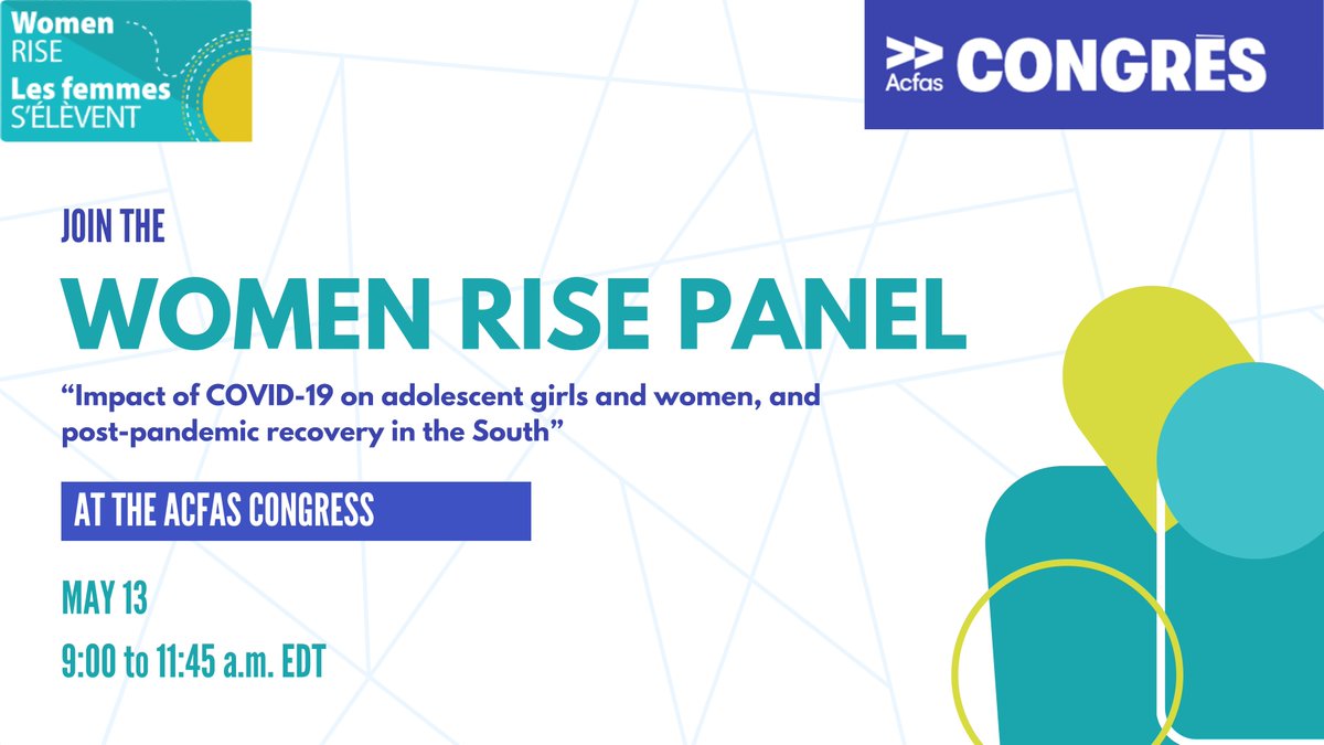 Join us at the 91st Acfas Congress for discussions on #COVID19’s impact on women and girls’ resilience and recovery. We will explore solutions for a more inclusive post-pandemic response strategy. Learn more: bit.ly/4dfGqto #GlobalHealth @SSHRC_CRSH @CIHR_IRSC @WomenRISE