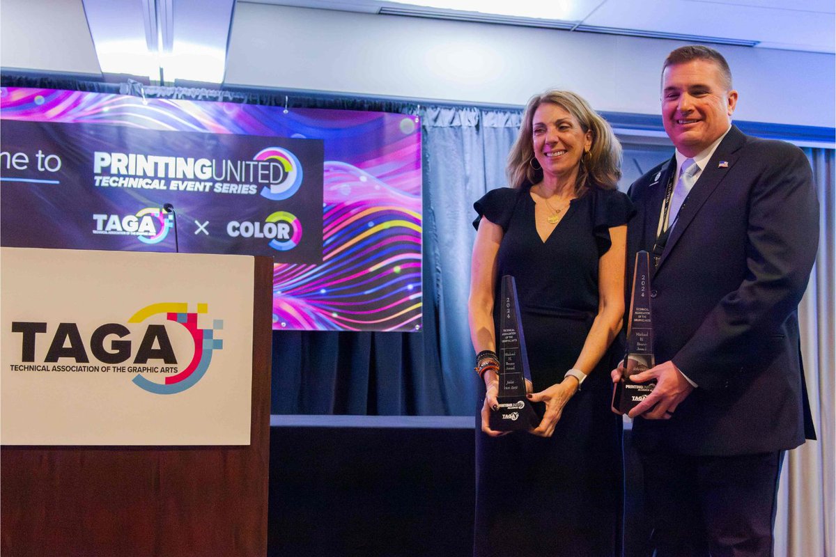 .@tagaatc awarded the coveted Michael H. Bruno Award to industry leaders Don Schroeder and Jules VanSant! pulse.ly/gabm5ncwaa