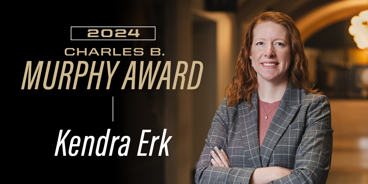 Kendra Erk, a @PurdueEngineers associate professor, prioritizes being respectful, resourceful and resilient. 🏆 These three themes have guided her career. In recognition of her work, #Purdue honored her with a 2024 Charles B. Murphy Award. ⬇️ purdue.university/4bsLJ7b