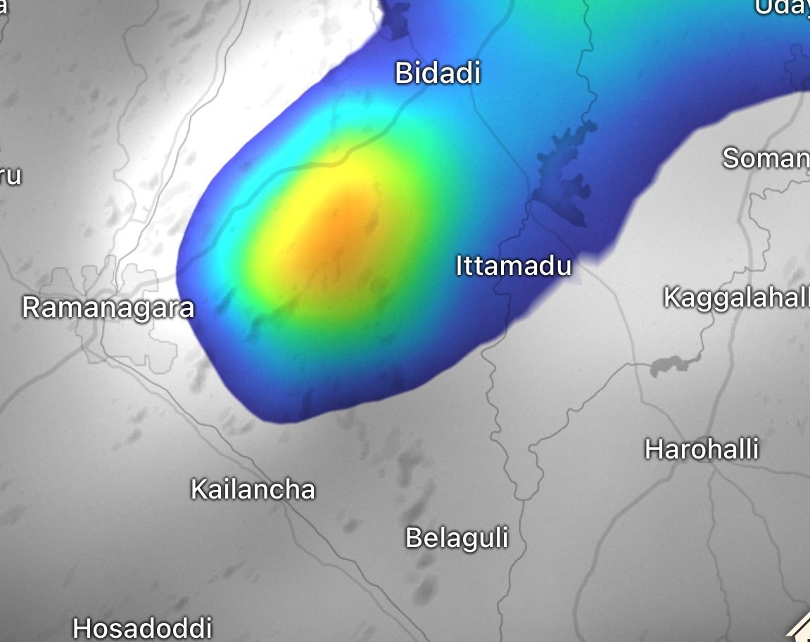 Decrease in precipitation is expected as the storm in Bengaluru is now moving towards Ramanagara.People of ramanagara you may soon expect rains.