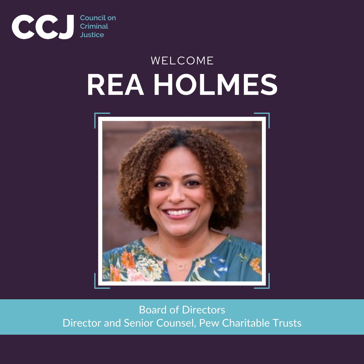 We are honored to welcome Rea Holmes, Director and Senior Counsel at Pew Charitable Trusts (@pewtrusts), to CCJ’s Board of Directors!