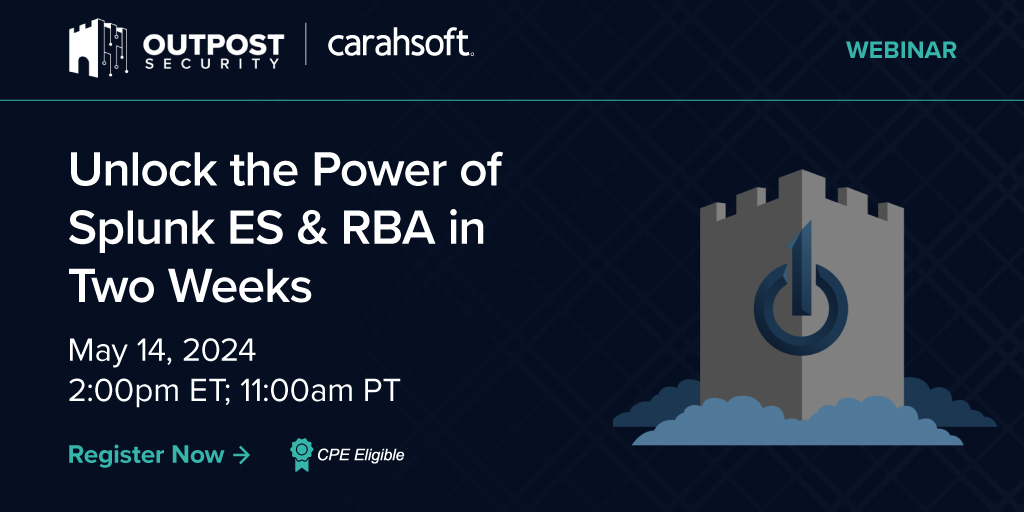 Unlock the full potential of @splunk #EnterpriseSecurity! Join #OutpostSecurity on 5/14 for a demo on overcoming challenges & maximizing your @SplunkGov #ES investment: carah.io/5e61da