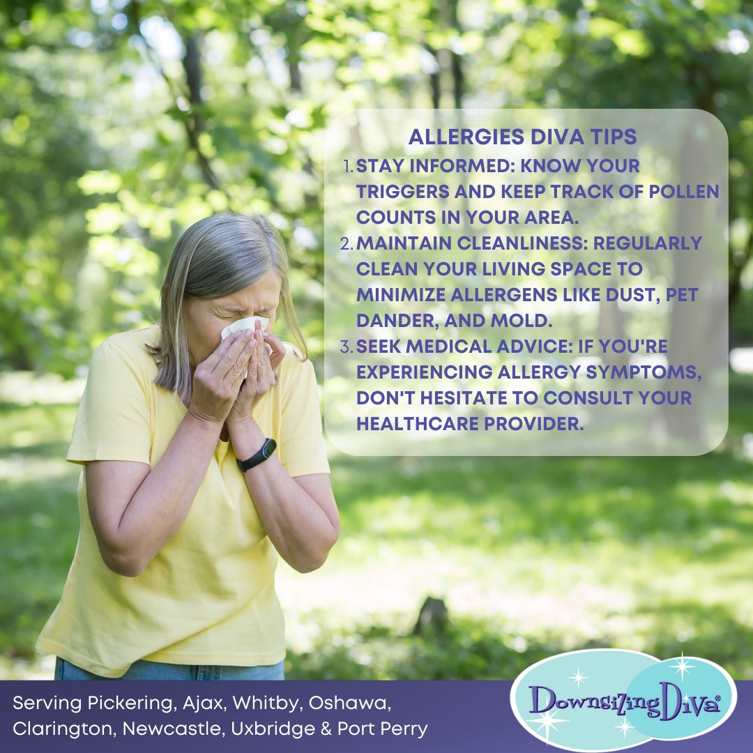 Spring time allergies acting up? Here are some senior-friendly tips to keep those pesky symptoms at bay! 🌸💨
#SeniorHealth #AllergyTips #SpringtimeRelief #DivaDurham #DownsizingDiva