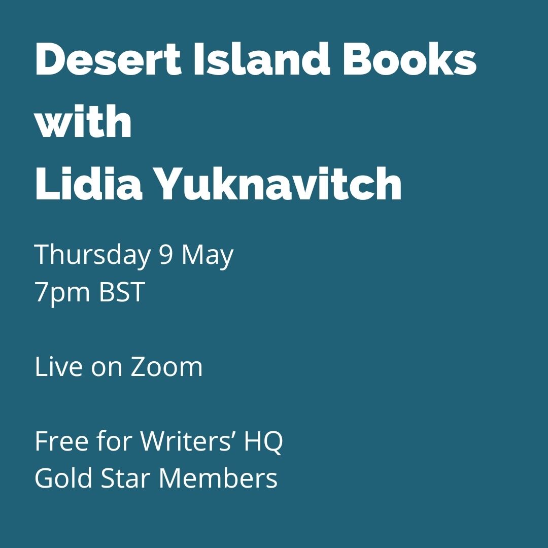 It's finally happening! Lidia Yuknavitch is on Desert Island Books TOMORROW! Come find out what books she always has on her bedside table and watch Sarah embarass herself being a squealing fangirl. It's a double win! writershq.co.uk/civicrm/event/…