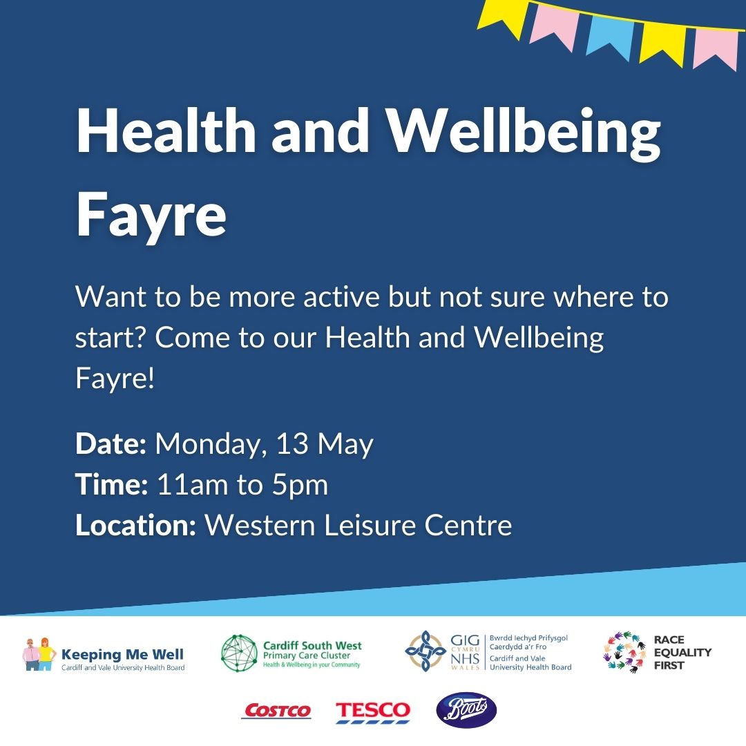 A free Health and Wellbeing Fayre in South West Cardiff is taking place next Monday! Come along to Western Leisure Centre and find out about the exciting ways you can be more active. Read more: orlo.uk/lDCqF @CardiffSW @REFCardiffVG @ExerciseForAllW @Better_UK