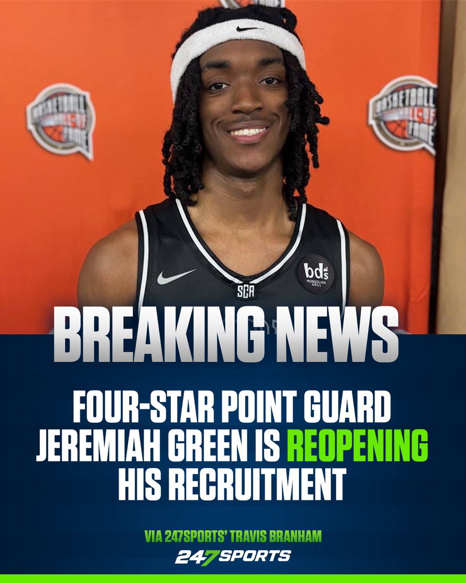 NEWS: Jeremiah Green, the No. 57 overall recruit in the 2025 class, has reopened his recruitment, he tells @247Sports. Was previously down to Texas, Auburn, Kansas, Houston and others. || Story: 247sports.com/article/four-s…