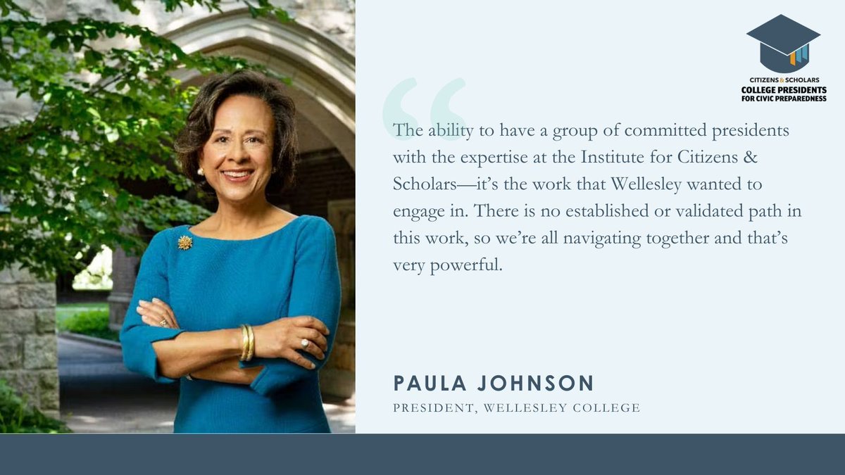 It's a critical moment for our democracy and #highered. But there's power in numbers. Join 61 leaders like @Wellesley President Johnson in College Presidents for Civic Preparedness. Learn more ➡️ buff.ly/3w8sCAj #CSCollegePresidents